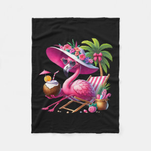 Cobertor De Velo Flamingo Rosa Palmeira Praia Tropical Verão Férias