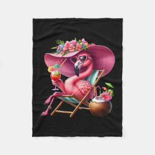 Cobertor De Velo Flamingo Rosa Palmeira Praia Tropical Verão Férias