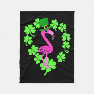 Cobertor De Velo Flamingo Shamrock Dia de São Patrício Animal