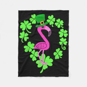 Cobertor De Velo Flamingo Shamrock Dia de São Patrício Animal