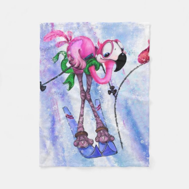 Cobertor De Velo Flamingo Skier Baby Fleece Blanket (Frente)