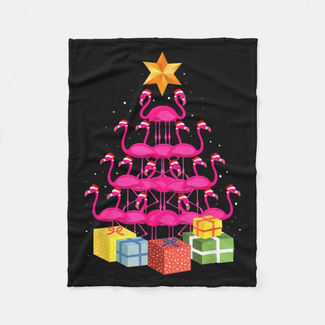 Cobertor De Velo Flamingo Tree Funny Ugly Christmas  (Frente)