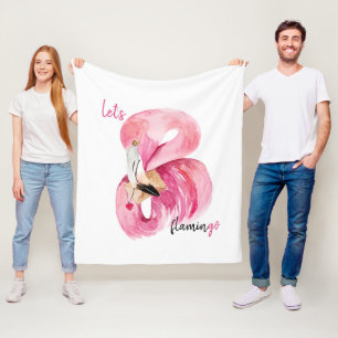 Cobertor De Velo Flamingo Watercolor, Vamos Rosa Exótico Moderno