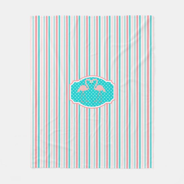 Cobertor De Velo Flamingos bonitos no padrão de amor (Frente)