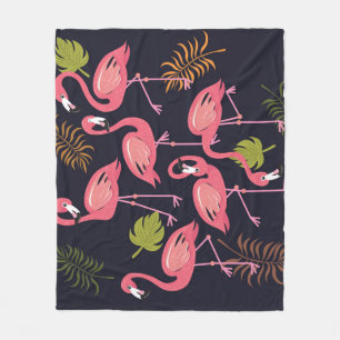 Cobertor De Velo Flamingos, colheita de aves tropicais.