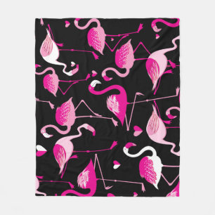 Cobertor De Velo flamingos cor-de-rosa, padrão sem costura escuro.