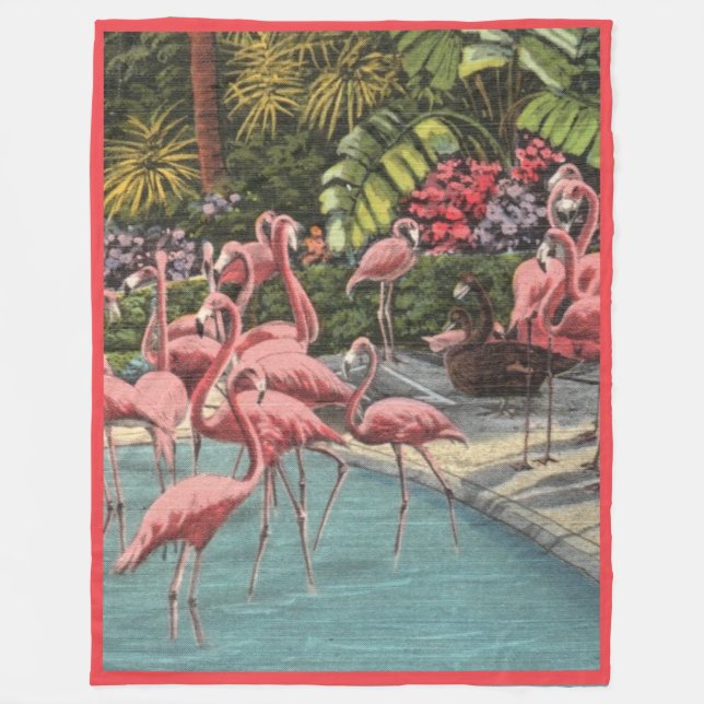 Cobertor De Velo Flamingos Tropicais (Frente)