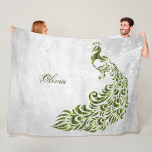 Cobertor De Velo Flancelo Personalizado de Peacock Verde