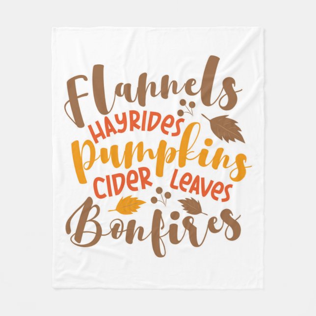 Cobertor De Velo Flannels Hay Rides Pumpkins Cider Deixa Bonfire (Frente)