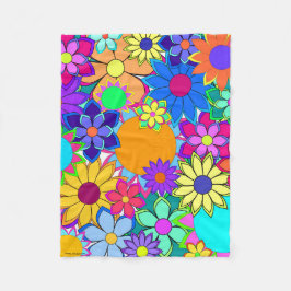 Cobertor De Velo Flashy Flowers Fleece Blanket