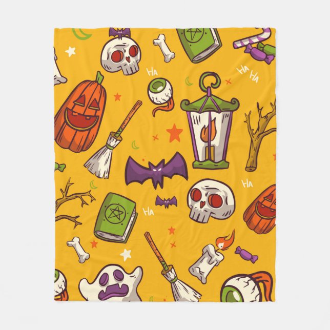 Cobertor De Velo Flat Design Pattern Halloween Theme Background (Frente)