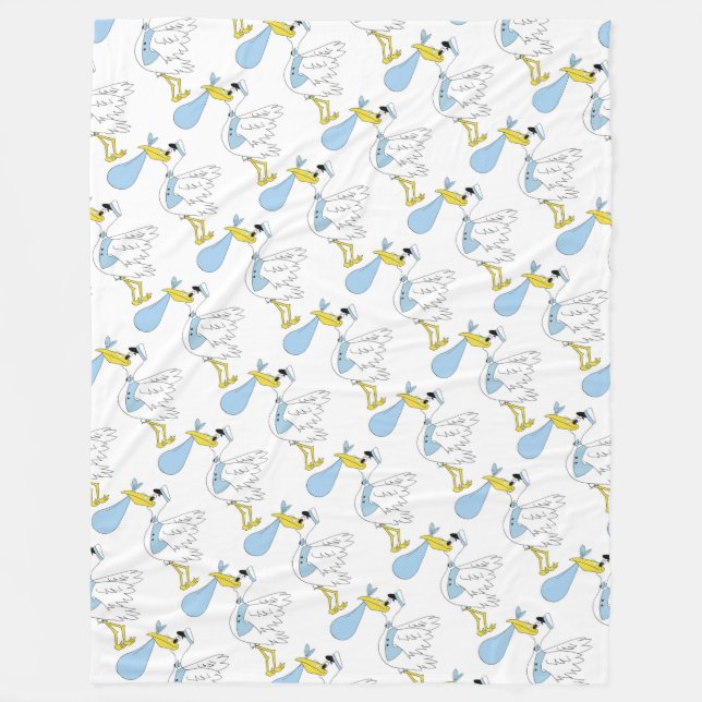 Cobertor De Velo Flece Blanket/Baby Boy Stork (Frente)