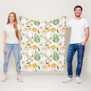 Cobertor De Velo Fleece Amarelo Brilhante com Padrão Floral (3 Tama