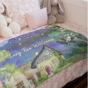 Cobertor De Velo Fleece Baby Blanket Personalizado - Fairy Garden