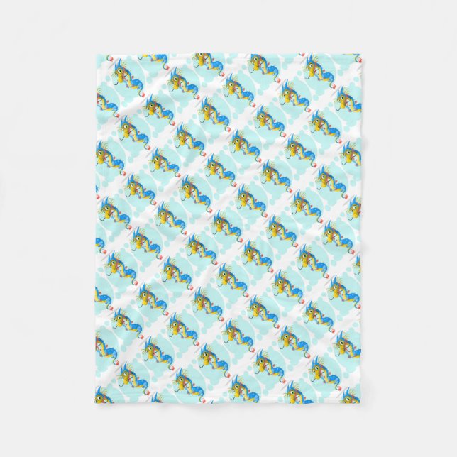 Cobertor De Velo Fleece Blanket/Cavalos-marinhos (Frente)