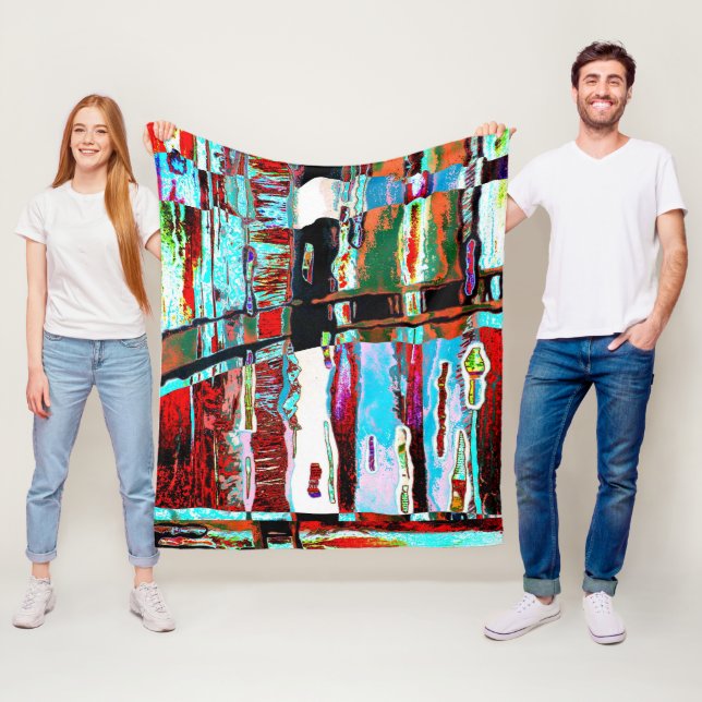 Cobertor De Velo Fleece Blanket Collapse Reflection Abstract Design (In Situ)