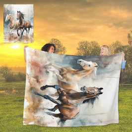Cobertor De Velo Fleece Blanket de Cavalos Selvagens Ocidentais