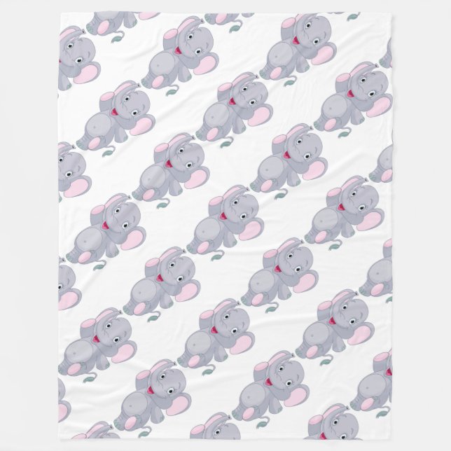 Cobertor De Velo Fleece Blanket/Elefantes (Frente)