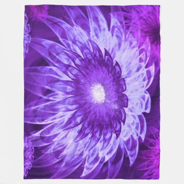 Cobertor De Velo Fleece Blanket Fantasy Flores Roxo (Frente)