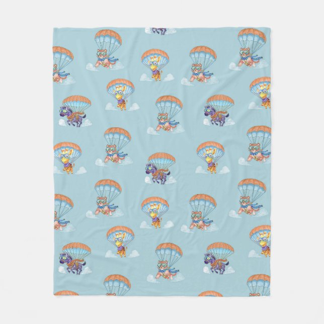 Cobertor De Velo Fleece Blanket Parachute Zoo (Frente)