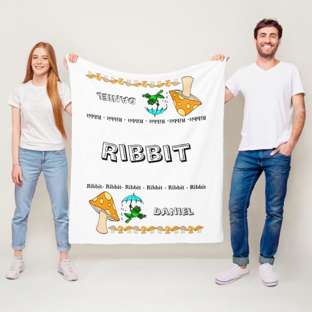 Cobertor De Velo Fleece Blanket Sapo Ribbit Cogumelo (In Situ)