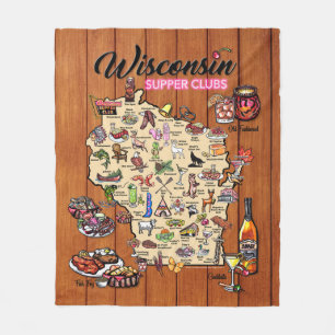 Cobertor De Velo Fleece Throw - Mapa do Clube do Cúmulo de Wiscons