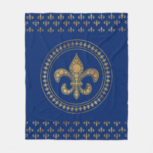 Cobertor De Velo Fleur-de-lis - Azul Dourado e Real