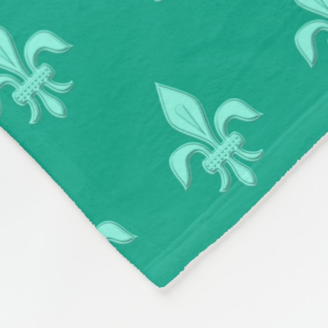 Cobertor De Velo Fleur de Lis em Aqua Claro em Turquesa (Quina)