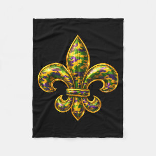 Cobertor De Velo Fleur De Lis Mardi Gras Camuflagem Louisiana Nova