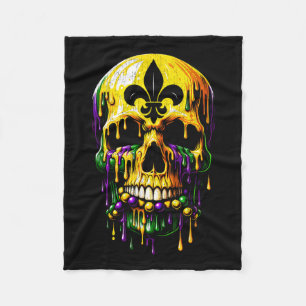 Cobertor De Velo Fleur De Lis Mardi Gras Skulls Men Women Girls Boy