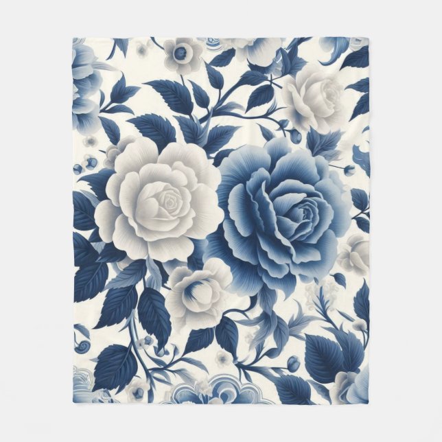 Cobertor De Velo Fleurs bleue et blanches (Frente)