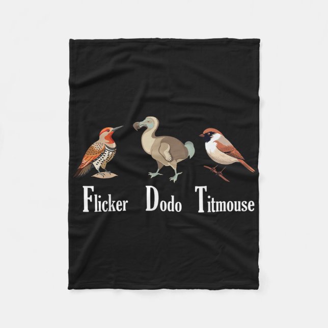 Cobertor De Velo Flicker Dodo Titmouse Engraçado (Frente)