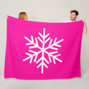 Cobertor De Velo Floco de Neve Alpino Branco Festivo em Rosa Hortel