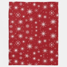 Cobertor De Velo Floco de neve festivo coberto de neve em vermelho