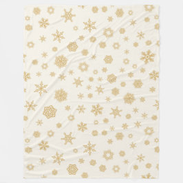 Cobertor De Velo Flocos de Neve Creme Dourado Branco Natal Inverno