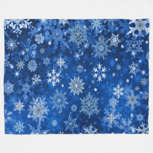 Cobertor De Velo Flocos de neve de Natal Azul e Prata