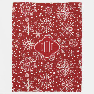 Cobertor De Velo Flocos de neve de Natal Vermelho e Branco