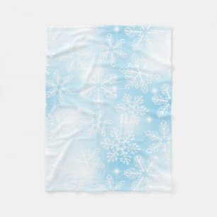 Cobertor De Velo Flocos de neve e luzes em azul