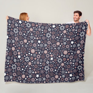 Cobertor De Velo Flocos de neve metálicos dourados cor-de-rosa para