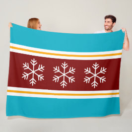 Cobertor De Velo Flocos de Neve Nórdicos Vermelho Branco Azul Ousad
