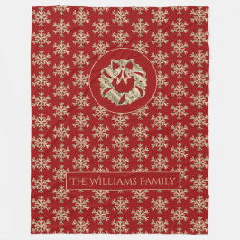 Cobertor De Velo Flocos de neve Padrão Vermelho e Dourada Fúria de 