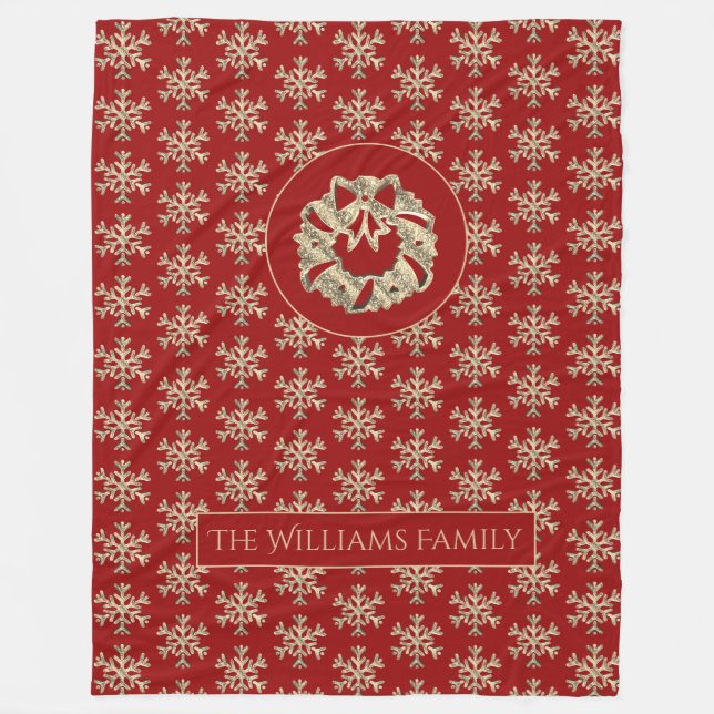 Cobertor De Velo Flocos de neve Padrão Vermelho e Dourada Fúria de  (Frente)