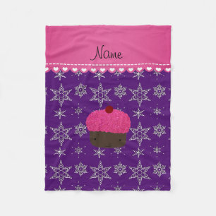Cobertor De Velo Flocos de neve prateados roxos de índio cupcake r