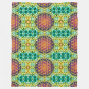 Cobertor De Velo Flor Da Vida - Ouro - Frente 2