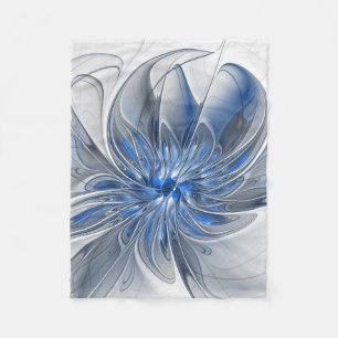 Cobertor De Velo Flor de Arte Fracionada com Cinza Azul abstrato