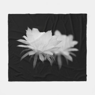 Cobertor De Velo Flor de cacto preto e branco