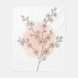 Cobertor De Velo Flor de Cerejeira Japonesa Sakura Arte Linear Rosa