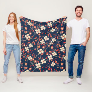 Cobertor De Velo Flor de Cerejeira Vermelha Naval Japonesa