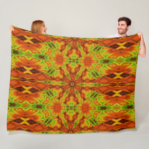 Cobertor De Velo Flor de Estrela Laranja em Verde