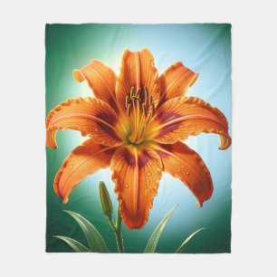 Cobertor De Velo Flor de Lírio Laranja Vibrante em Flor